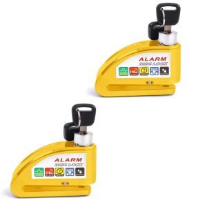 2x Bremsscheibenschloss Alarm 110dB Tourtecs Diebstahlschutz Motorrad gelb