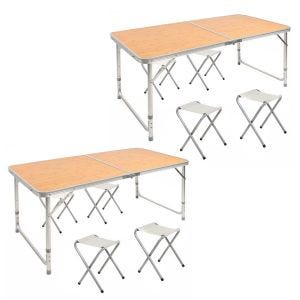 2 x Campingtisch + 4 Hocker Aluminium klappbar Vanit Klapptischmöbel-Set höhenverstellbar Outdoor M51 NEW