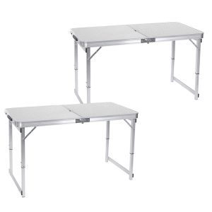 2 x Campingtisch klappbar Aluminium Vanit Klapptisch tragbar höhenverstellbar ME57 silber NEW