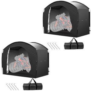 2x Abri vélo Vanit XU62 tente garage 200 x 80 x 160 cm étanche avec sac de transport noir