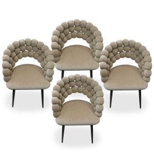 2x Esszimmerstühle 2 Stück Divit SR74 Armlehnstühle Sessel Samt Holzbeine beige