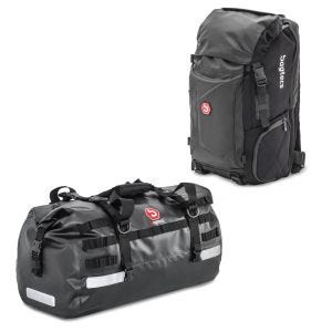 Set Rucksack Bagtecs HX5 Hecktasche wasserdicht 45Ltr mit Helmhalterung und Hecktasche Drybag XB50 50l