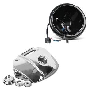 Set Boîtier de phare LED moto 5,75" et Support phare compatible avec Harley Davidson Craftride