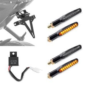 Set Kennzeichenhalter Nummernschildhalter mit LED Beleuchtung Zaddox und 2x Lauflicht Blinker 12V Blinker