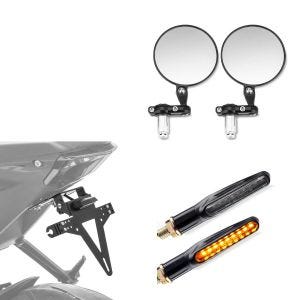 Set Kennzeichenhalter mit LED Beleuchtung Zaddox und Lauflicht Blinker Lenkerendenspiegel