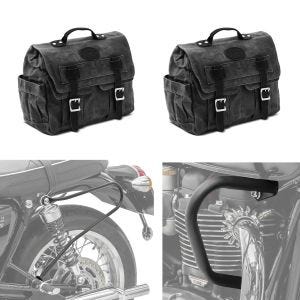 Set Satteltaschenhalter mit Sturzbügel und Satteltasche Canvas mit Innentasche passend für Triumph Bonneville T120 / T100 16-24 Craftride