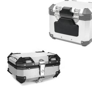 Motorrad Alu Top Case Bagtecs XB22 22 Liter silber + Rückenpolster Alu Topcase Sozius Rückenlehne RL2