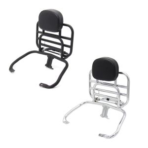 Gepäckträger mit  Rückenlehne klappbar passend für Vespa GTS 300 / 250 / 125 08-22 Craftride chrom + Gepäckträger mit  Rückenlehne klappbar schwarz