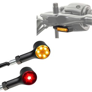 Clignotant LED 3 en 1 moto avec feu arrière et feu stop Lumitecs BP1 avec E-marque + LED Clignotants guidon moto séquentiels BL8 2 pièces teinté