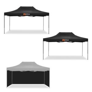 2x Rennzelt 3x4,5m faltbar Tourtecs Faltpavillon für die Rennstrecke MOTEA schwarz + 4x Pavillon Seitenwände passend für faltbares Rennzelt 3x4,5m