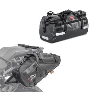 Motorrad Satteltaschen Bagtecs MT142 28 Liter Volumen Drybag + Motorrad Hecktasche Drybag XB50 Wasserdicht Volumen 50l