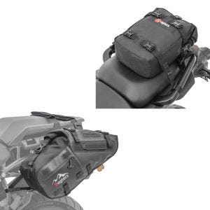 Motorrad Satteltaschen Bagtecs MT142 28 Liter Volumen Seitentaschen Drybag + Motorrad Hecktasche KH1 Bagtecs Rucksack 10 Liter schwarz