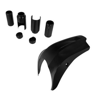 Gabelcover Set passend für Harley Davidson Breakout 18-24 Gabel Abdeckung oben unten GC32 + Lampenmaske Scheinwerfer-Verkleidung Craftride LM1 Windschild schwarz
