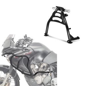 Sturzbügel passend für Honda Transalp XL 650 V 00-07 Tankschutzbügel Motoguard HG12 schwarz + Hauptständer Mittelständer mit ABE