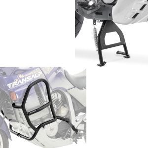 Sturzbügel passend für Honda Transalp XL 600 V 87-99 Motoguard MK17 + Hauptständer Mittelständer in schwarz mit ABE