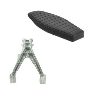 Selle plate compatible avec Simson S50 S51 S70 Craftride VS1 Siège noir + Béquille principale rallongée +4cm