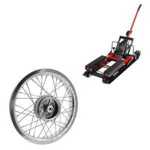 Set: ConStands Mid-lift L élévateur adapté aux hachoirs jusqu'à 680 kg en rouge + jante 2,15x16 large adaptable à Simson S51 S50 S70 Schwalbe KR51 AF25