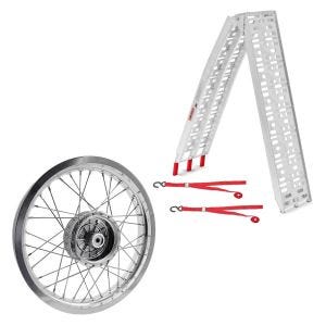 Set : rampe d'accès jusqu'à 340 kg ConStands Alu-I pliable + jante 2,15x16 de large adaptable à Simson S51 S50 S70 Schwalbe KR51 AF25