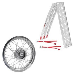 Set : rampe d'accès jusqu'à 340 kg ConStands Alu-I pliable + jante 2,5x16 de large adaptable à Simson S51 S50 S70 Schwalbe KR51 AF26