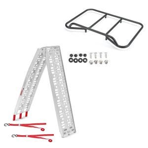 Set: Auffahrrampe bis 340 kg ConStands Alu-I klappbar + Gepäckträger Vario Topcase passend für BMW R 1200 / 1250 GS 04-23