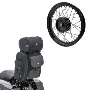 Set: Sacoche Sissybar Craftride SXL sacoche de selle avec rouleau à bagages en noir + jante 2,15x16 large adaptable à Simson S51 S50 S70 Schwalbe KR51 AF22 noir