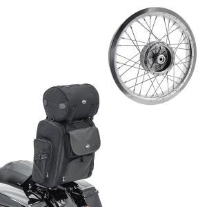 Set: Sacoche Sissybar Craftride SXL sacoche de selle avec rouleau à bagages en noir + jante 2,15x16 large adaptable à Simson S51 S50 S70 Schwalbe KR51 AF25