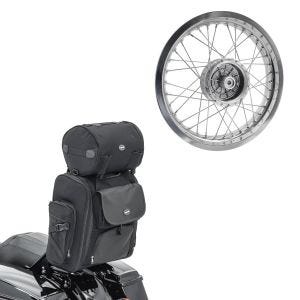 Set: Sacoche Sissybar Craftride SXL sacoche de selle avec rouleau à bagages en noir + jante 2,5x16 large adaptable à Simson S51 S50 S70 Schwalbe KR51 AF26