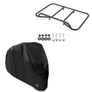 Set: Abdeckplane Craftride XL Abdeckhaube in schwarz + Gepäckträger Vario Topcase passend für BMW R 1200 / 1250 GS 04-23