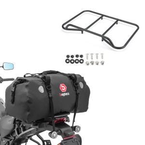 Set: Hecktasche Drybag Bagtecs XF80 Volumen 80l + Gepäckträger Vario Topcase passend für BMW R 1200 / 1250 GS 04-23