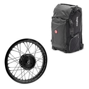 Set: Sac à dos Bagtecs HX5 sacoche de selle 45 litres avec porte-casque + jante 1,85x16 large adaptable à Simson S51 S50 S70 Schwalbe KR51 AF21 noir