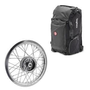 Set: Sac à dos Bagtecs HX5 sacoche de selle 45 litres avec porte-casque + jante 2,15x16 large adaptable à Simson S51 S50 S70 Schwalbe KR51 AF25