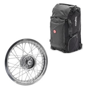 Set: Sac à dos Bagtecs HX5 sacoche de selle 45 litres avec porte-casque + jante 2,5x16 large adaptable à Simson S51 S50 S70 Schwalbe KR51 AF26