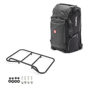 Set: Rucksack Bagtecs HX5 Hecktasche 45Ltr mit Helmhalterung + Gepäckträger Vario Topcase passend für BMW R 1200 / 1250 GS 04-23