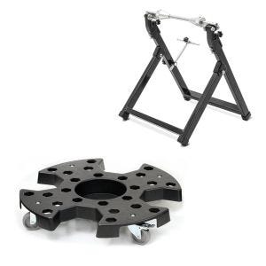 Set: Wuchtbock ConStands WU-2 Auswuchtgerät schwarz + Reifenrollbrett RR1 für den Transport von Reifen