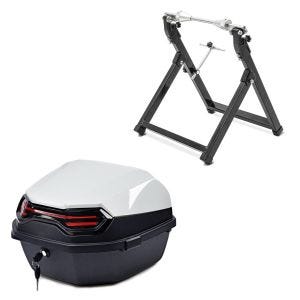 Set: Wuchtbock ConStands WU-2 Auswuchtgerät schwarz + Topcase BT11 45 L hinten weiß