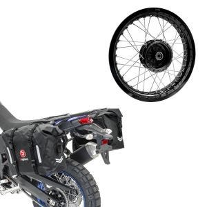 Set: Sacoches Bagtecs WP8 2x30L sacoche latérale à fermeture à rouleau + jante 2,5x16 large adaptable à Simson S51 S50 S70 Schwalbe KR51 AF23 noir