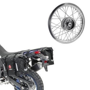 Set: Sacoches Bagtecs WP8 2x30L sacoche latérale fermeture à rouleau + jante 2,15x16 large adaptable à Simson S51 S50 S70 Schwalbe KR51 AF25