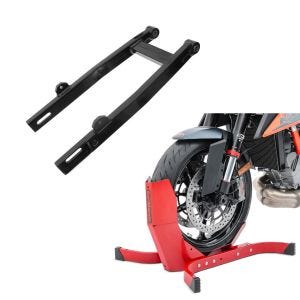 Set: Bas de caisse moto ConStands Easy-Plus béquille moto jusqu'à 21 pouces rouge + Tuning bras oscillant adaptable pour Simson S51 S50 S53 S70 S83 renforcé RSR noir