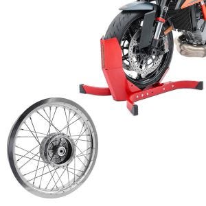 Set: Bas de caisse moto ConStands Easy-Plus béquille moto jusqu'à 21 pouces rouge + jante 2,15x16 large adaptable à Simson S51 S50 S70 Schwalbe KR51 AF25
