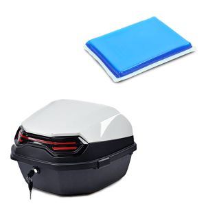 Set: Gel pad coussin intégré XL pour selle moto 25x20x1,5 cm + top case BT11 45 L arrière blanc