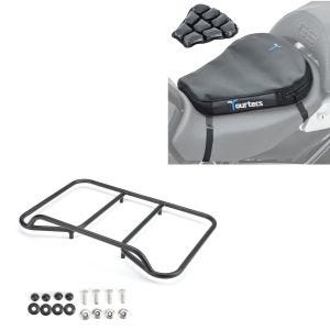 Set: Luftkissen Tourtecs Air Deluxe M Komfort Sitzkissen in schwarz + Gepäckträger Vario Topcase passend für BMW R 1200 / 1250 GS 04-23