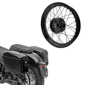 Set: Chopper Seitenkoffer (Paar) Craftride Nevada je 20 L schwarz + Felge 2,15x16 breit passend für Simson S51 S50 S70 Schwalbe KR51 AF22 schwarz