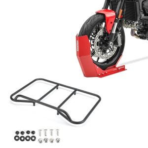 Set: Transportständer ConStands Easy-Fix Motorradwippe bis 21 Zoll rot + Gepäckträger Vario Topcase passend für BMW R 1200 / 1250 GS 04-23