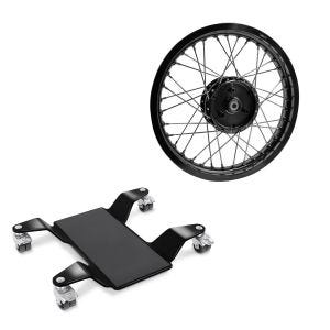 Set: Rangierhilfe für Hauptständer ConStands Easy Mover II bis 320kg in schwarz + Felge 1,85x16 breit passend für Simson S51 S50 S70 Schwalbe KR51 AF21 schwarz