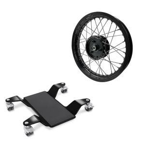 Set: Rangierhilfe für Hauptständer ConStands Easy Mover II bis 320kg in schwarz + Felge 2,15x16 breit passend für Simson S51 S50 S70 Schwalbe KR51 AF22 schwarz