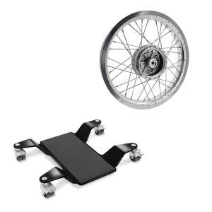 Set: Rangierhilfe für Hauptständer ConStands Easy Mover II bis 320kg in schwarz + Felge 2,15x16 breit passend für Simson S51 S50 S70 Schwalbe KR51 AF25
