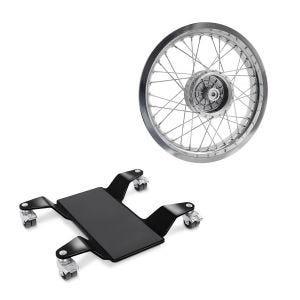 Set: Rangierhilfe für Hauptständer ConStands Easy Mover II bis 320kg in schwarz + Felge 2,5x16 breit passend für Simson S51 S50 S70 Schwalbe KR51 AF26