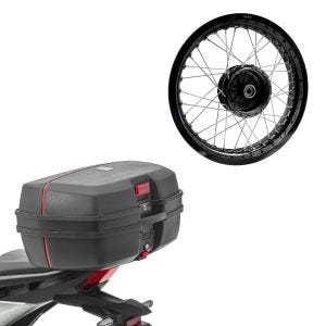 Set: Topcase Bagtecs TB8 45 L + jante 2,5x16 large adaptable à Simson S51 S50 S70 Schwalbe KR51 AF23 noir