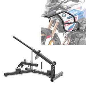 Set: Démonte-pneu ConStands pour pneus moto 12-21" MD4 + crash bar supérieur sur mesure pour BMW F 900 GS 2024 HG53 noir