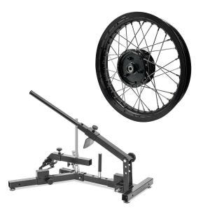 Set: Démonte-pneu ConStands adapté aux pneus moto 12-21" MD4 + jante 2,15x16 large adaptable à Simson S51 S50 S70 Schwalbe KR51 AF22 noir